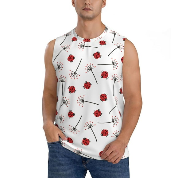 Balery Ladybug With Dandelion Camisetas sin mangas para hombre, absorbe la humedad y protege contra el mal olor.-XX-Large