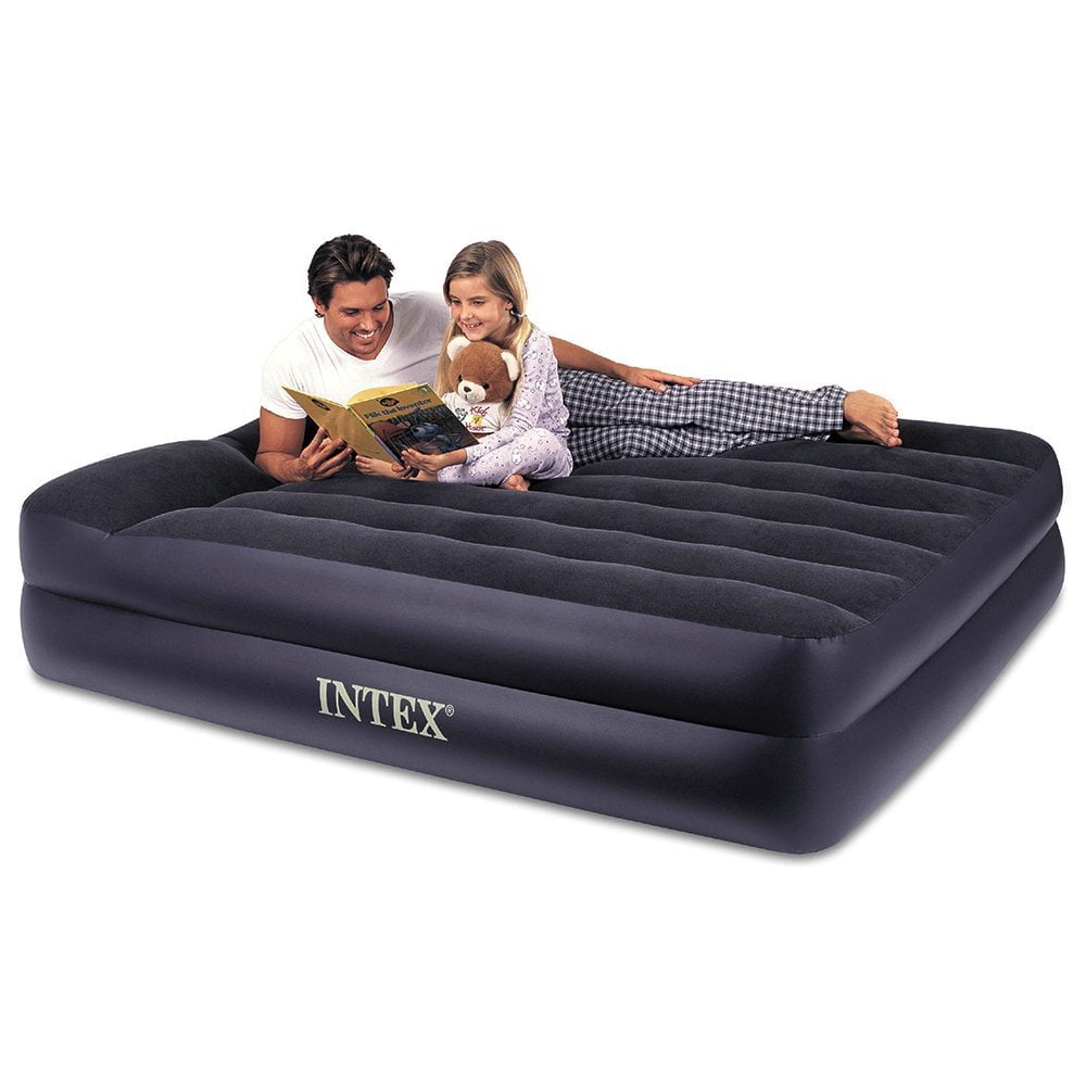 Intex 67701E Pillow Rest Air Bed Mattress w/Built In Air Pump & Pillow Queen 