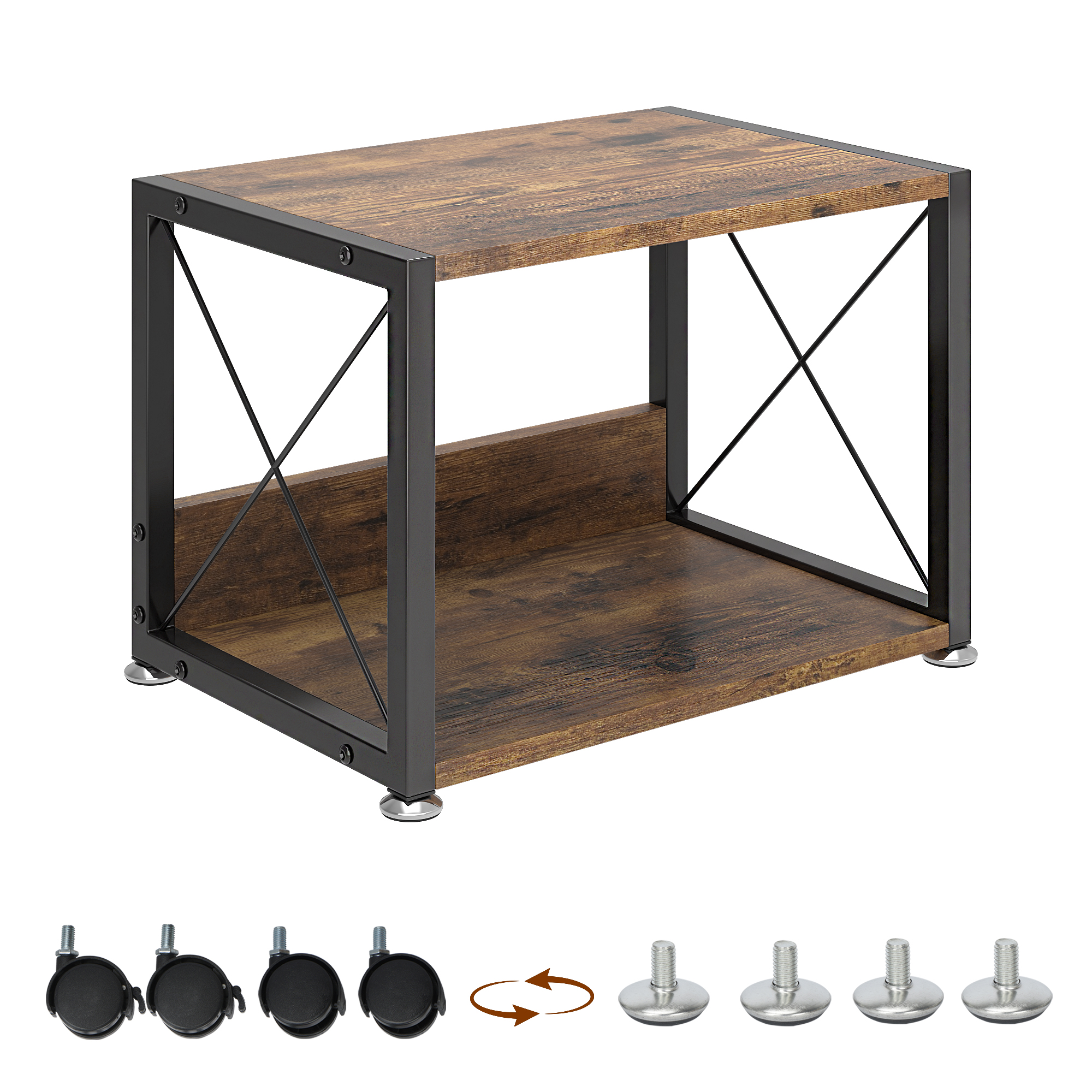 Petoto Printer Stand, 2 Tier Mobile Printer Table with Locking Wheels, Heavy Duty Printer Shelf Printer Cart for Under Desk, Home, Office