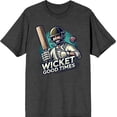 thumbnail image 3 of Cricket Sports Wicket Good Time Adult Black Crew Neck Short Sleeve Tee-Small, 3 of 4