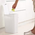 thumbnail image 3 of Trash Can 2 Pack 7.5 Liter Plastic Garbage Container Bin With Press Top Lid For Narrow Spaces (White + Blue), 3 of 6
