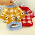 thumbnail image 2 of Frogued Dogs Cats Flower Printed Sweater Grid Stripe Teddy Bichon Pets Clothes Costume (Red,M), 2 of 13