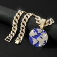 thumbnail image 4 of Hip Hop Cuban Chains Planet Earth Pendant Diamond Cuban Necklace for Men and Women 15mm Necklaces Jewelry Iced Out Bling Chain, 4 of 7