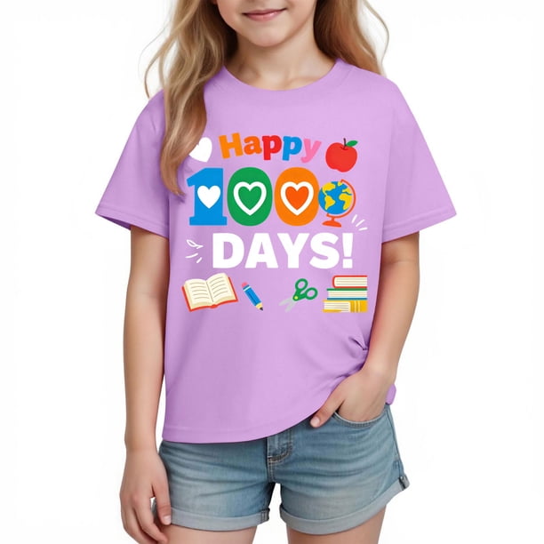 Tops de Manga Corta Linda con Impresión Gráfica Linda para Niños Niños Y Niñas, Camiseta Casual de la Temporada Escolar, Tela Transpirable Suave