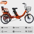 thumbnail image 6 of Broobey Electric Tricycle for Adults Folding Electric Trike 3 Wheel Electric Trike with Two-seater Large Basket Super Powerful Brushless 500W Motor 48V15AH Lithium Battery Max 20MPH E-Tricycle Orange, 6 of 10