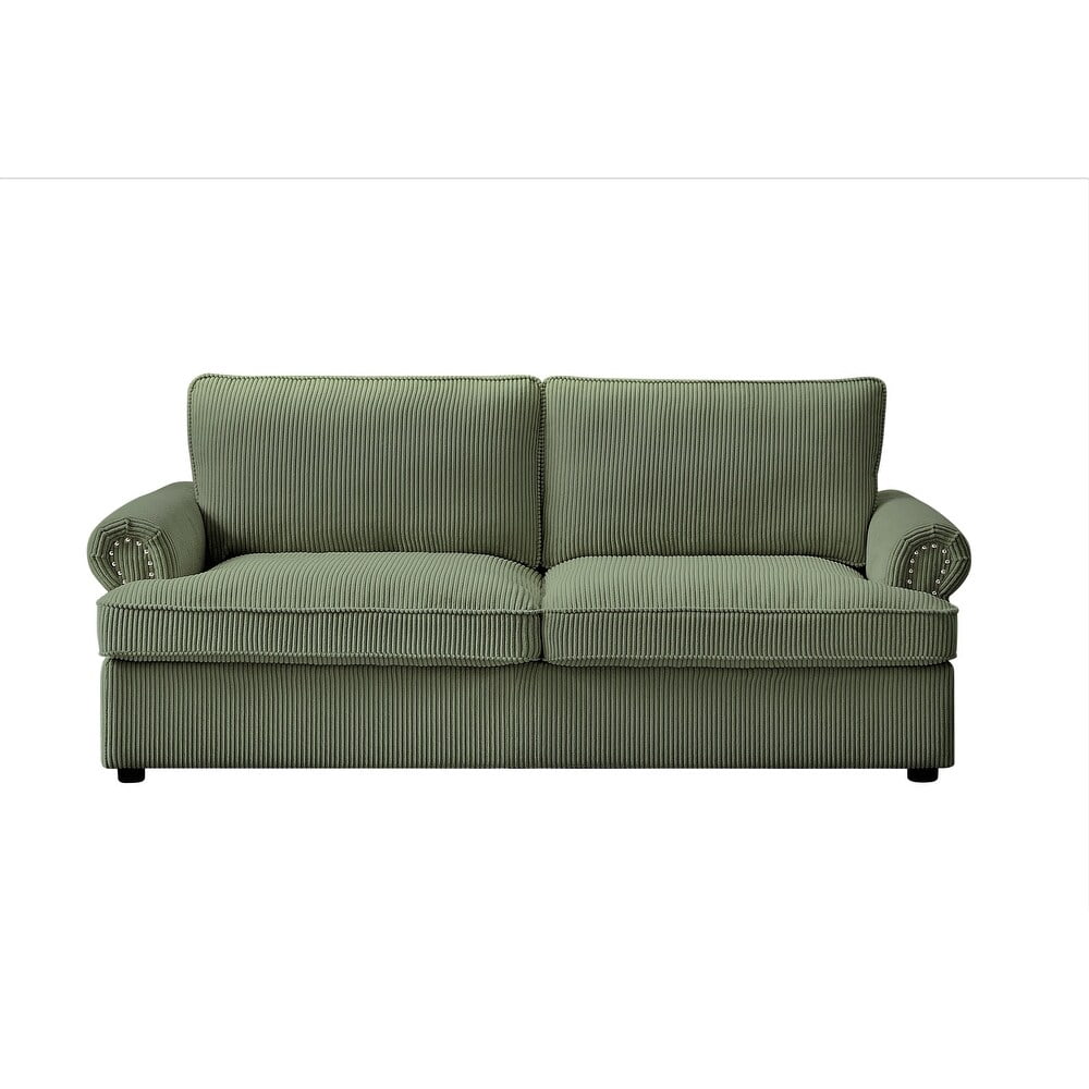US Pride Furniture Viviana 76" W Polyester Cushion Back Sofa Bed, Dark Green