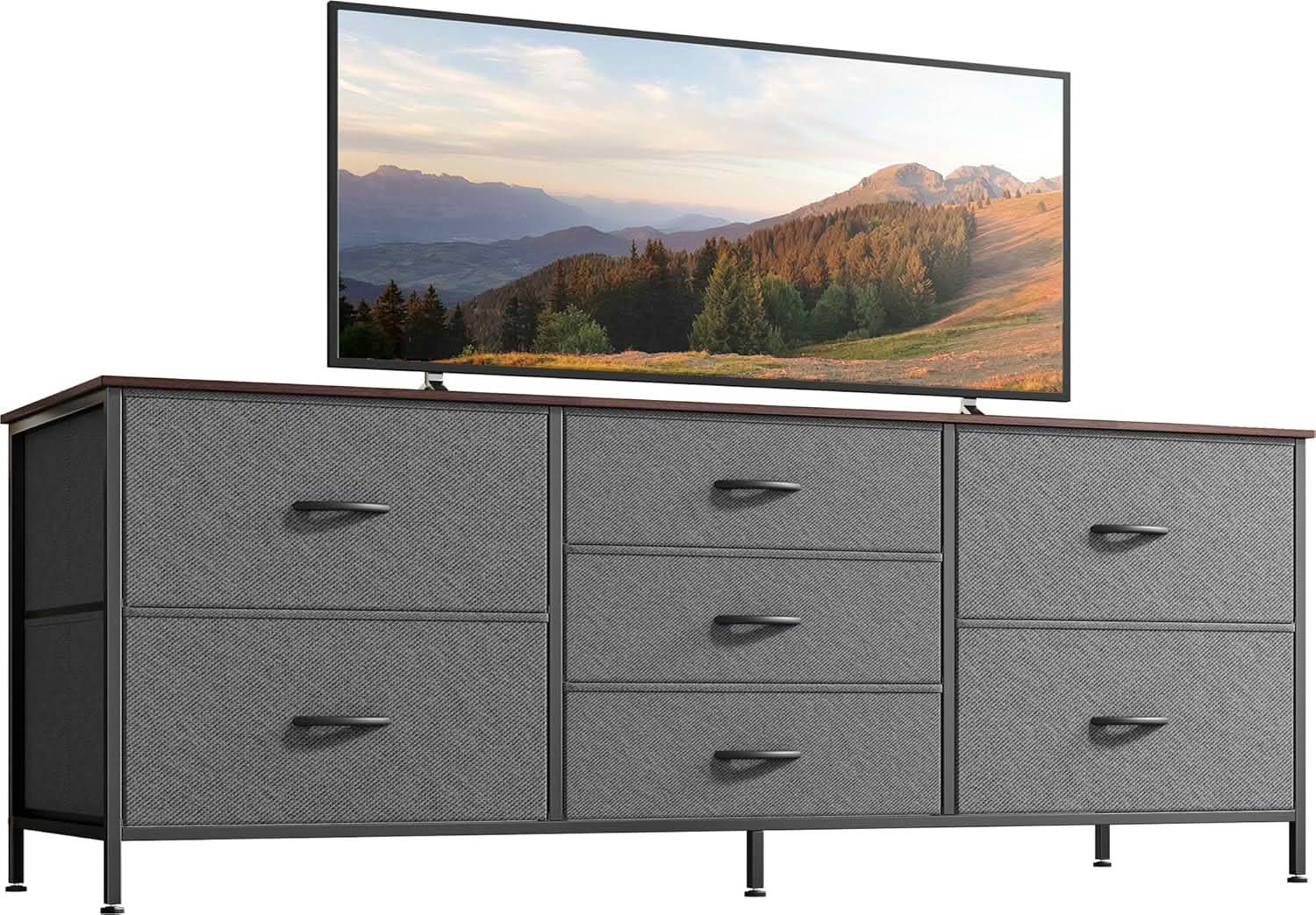 MAYEERTY 7 Drawer Dresser with Wooden Top & Metal Frame, for Bedroom Storage