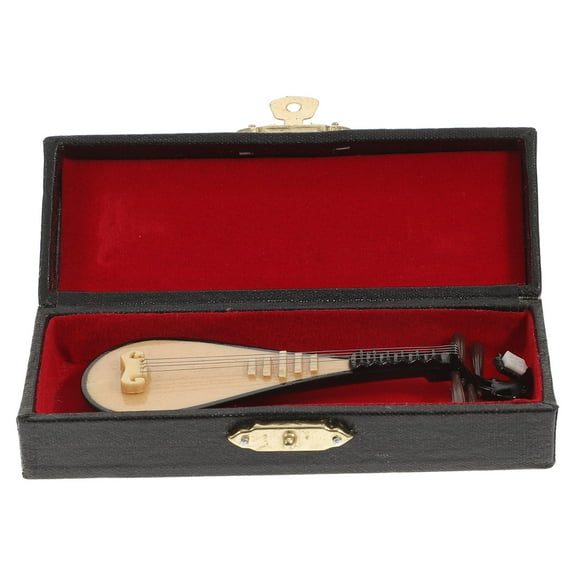 IDEANATEGRATE Mini Pipa Instrument 1Pc Khaki Wood Chinese Instrument Pipa Decorative Instruments Miniature Collectors