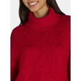 thumbnail image 4 of Time and Tru Women's and Women's Plus Bobble Knit Turtleneck Sweater, Midweight, Size XS-4X, 4 of 5