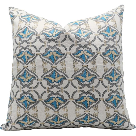 Fabdivine Hand Block Print Pure Linen Pillow Covers, Boho Home Décor, 12X20, Hridhyavan