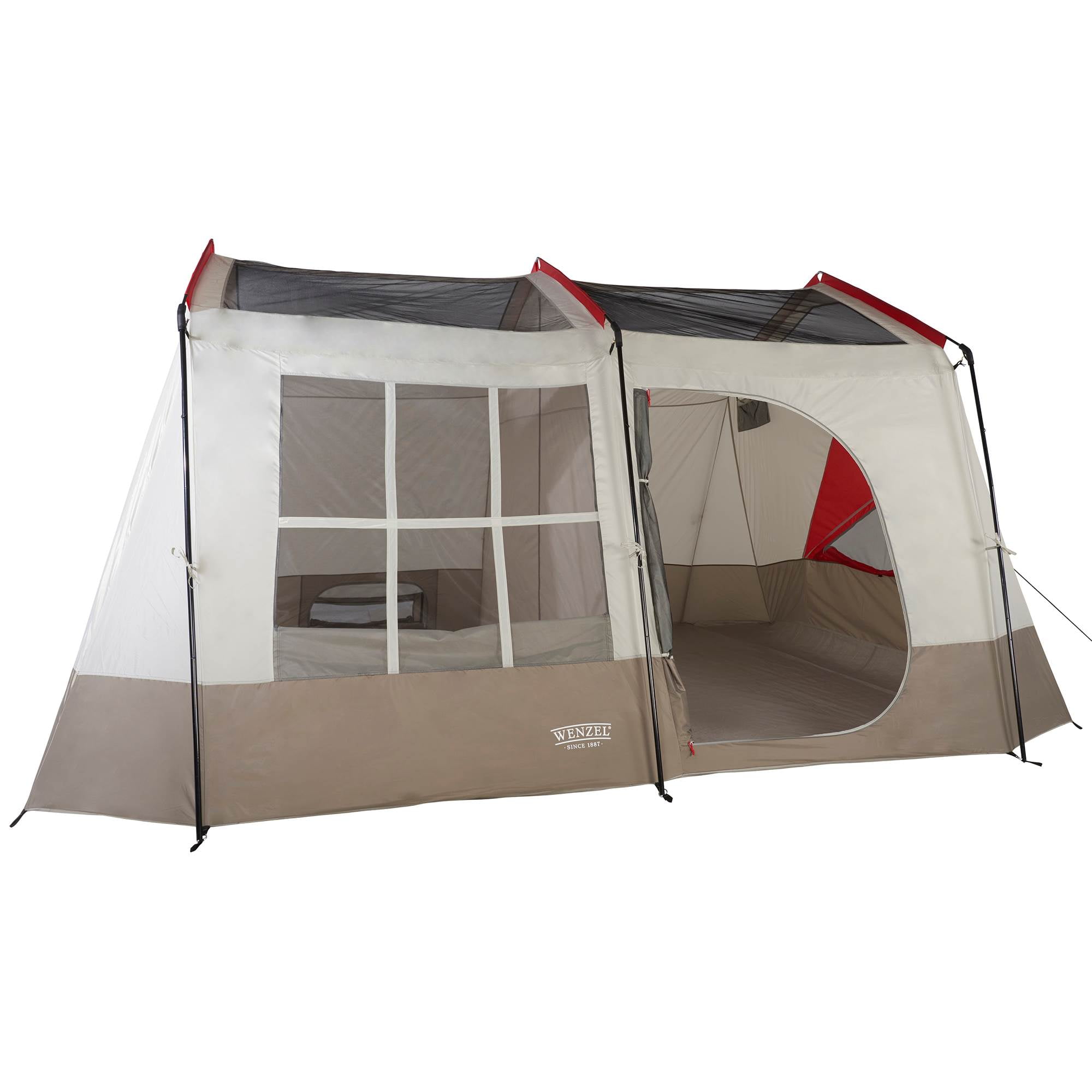 Wenzel Kodiak 9 Person Family Cabin Style Outdoor Camping Tent w Divider Red Walmart