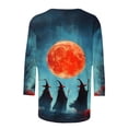 thumbnail image 3 of Uootdi Halloween Womens Tops Crew Neck Witch Bat Print 3/4 Sleeve Tops for Women Plus Size Loose Fit Autumn Outdoor Trip Lightweight Womens Blouses Gift, 3 of 5