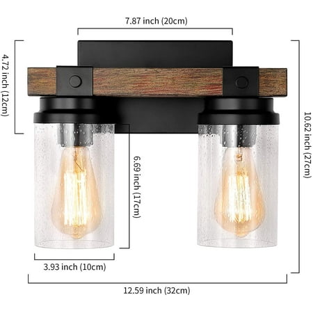 Rustic Bathroom Vanity Lighting Fixtures 2 Lights Farmhouse Light Over Mirror With Clear Glass Shade Black Wall Sconce For Hallway Bedroom Canada Rustic Bathroom Vanity Lighting, Rustic Farmhouse Bathroom Light Fixtures