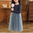 thumbnail image 5 of ATOGUTA Cute Dresses for Teen Girls Tulle Fall Winter Long Sleeve Ruffle Holiday Party Dress Blue, Size 4T-16, 5 of 5