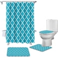 thumbnail image 2 of FMSHPON Simple 4 Piece Bathroom Set Shower Curtain Bath Rug Contour Mat and Toilet Lid Cover, 2 of 8