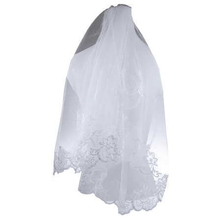 Floral Designed Wedding Band - Lux Accessories Bride Bridal Wedding Floral Flower Lace Trimming Veil Headpiece