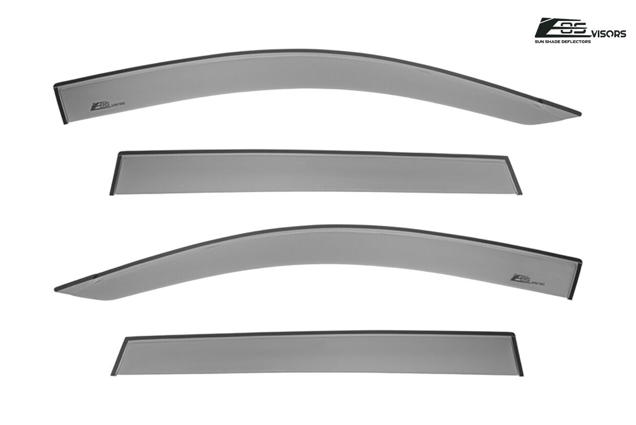 Replacement For 2006-2012 Toyota Rav4 | EOS Visors JDM Tape-On Style SMOKE TINTED Side Vents Window Deflectors Rain Guard DWV-V72