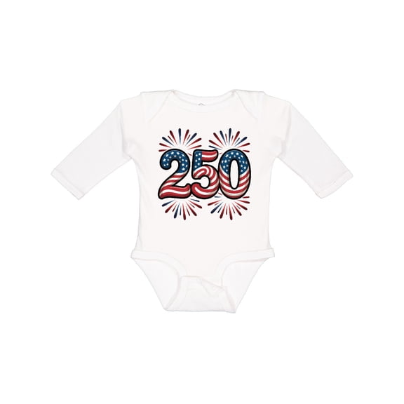 Inktastic 250th Independence Day Celebration American Flag Boys or Girls Long Sleeve Baby Bodysuit
