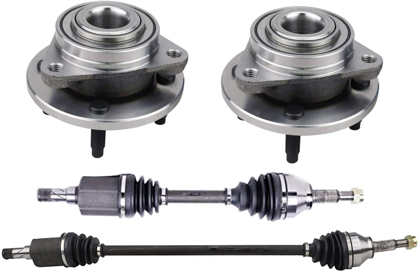 Complete Front CV Drive Axle Set New Front Wheel Hub & Bearing Fits 2.4L A.T 