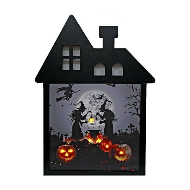 Cadre Mural Led En Pvc (Sorcières Et Citrouilles)