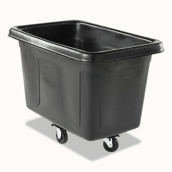 Rubbermaid Commercial FG460800BLA 300 lbs. Capacity 59 Gallon Plastic Cube Truck - Black