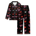 thumbnail image 4 of Shadoumai Womens Silk Pajamas Bow Long Sleeve Satin Pajama Set Silky Button Down Fall Pjs Loungewear Sets, 4 of 4