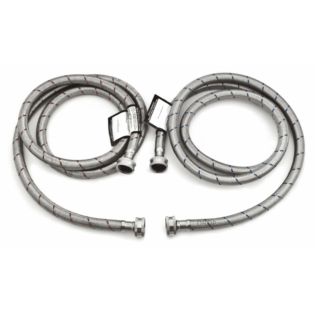2 Pack Set of Hot and Cold Stainless Steel Washing Machine Hose 6ft Water Supply Lines Burst