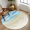 thumbnail image 2 of Round Rugs 7Ft, Blue Beach Coastal Round Area Rug Washable Indoor Throw Carpet, Summer Ocean Nautical Seaside Large Non Slip Circle Rug for Dining Room Playroom Home Decor Aesthetic, 2 of 8