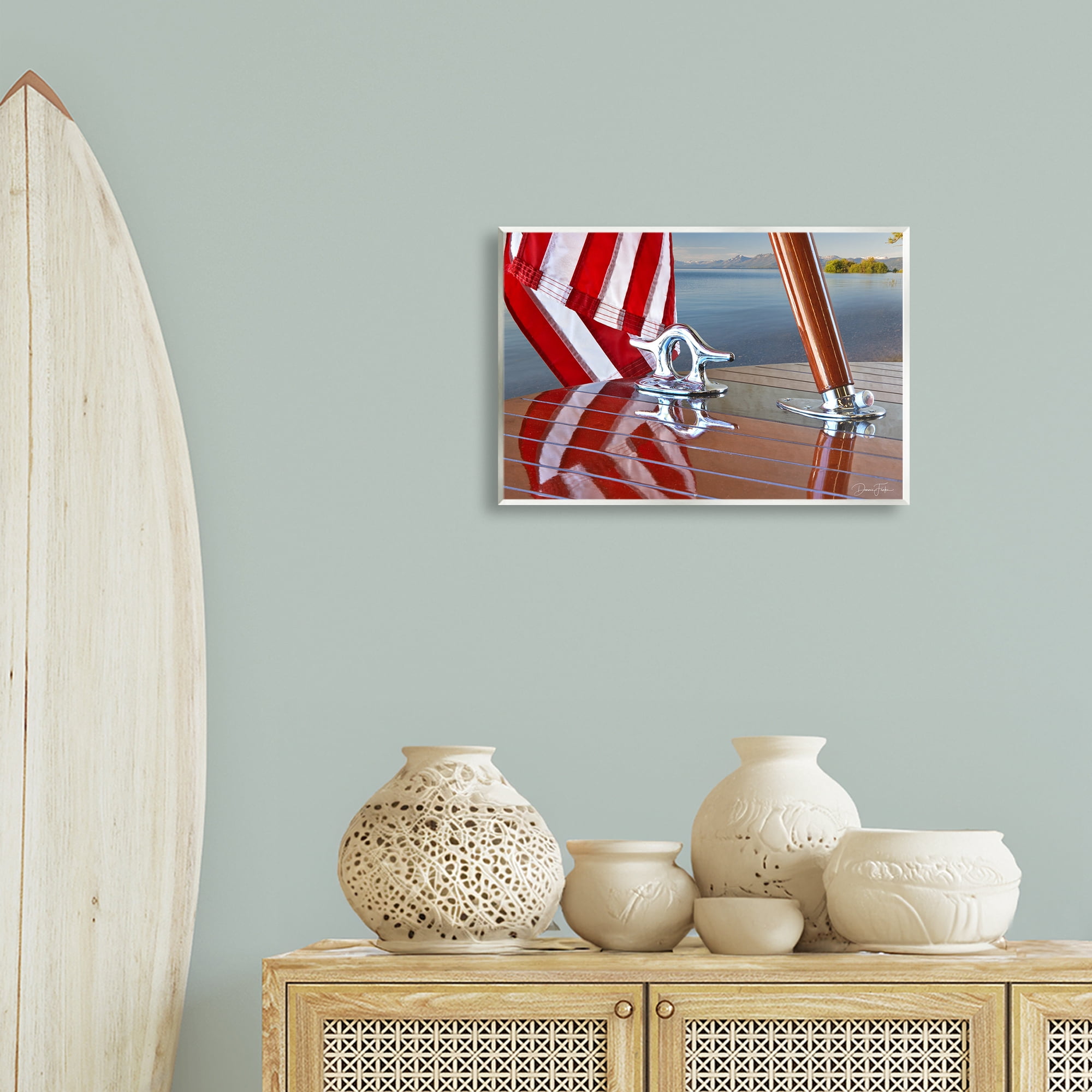 Stupell Industries Flag On Boat Hull Transportation Photography Unframed Art Print Wall Art, 19 x 13
