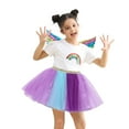 thumbnail image 4 of Utlike Girls Skirts Kids Rainbow Colourful Layered Puffy Tutu Tulle Skirt With Wing Outfits For Holiday Party Fashion Trends Mini Skirt For Girl Size 9 Years-11 Years, 4 of 4