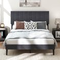 thumbnail image 4 of Costway Full Size Bed Frame with Height Adjustable Vertical Channel Headboard, Noise Free Gray, 4 of 10