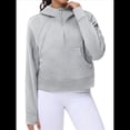 thumbnail image 2 of Sudadera con Capucha para Mujer, de Larga, Corta, con Media Cremallera y Bolsillos con Orificio para el Pulgar. Gris M, 2 of 6