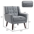 thumbnail image 3 of Uixe Cotton/ Linen Look Fabric Modern Accent Chair Armchair Accent Chairs Grey Single 1-Piece Polyester, 3 of 5