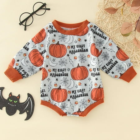 

Yiwula Toddler Kids Girls Long Sleeves Pumpkin Romper Jumpsuit Cloths