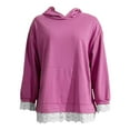 thumbnail image 3 of Lace Hoodies for Women 2025 Fall Winter Long Sleeve Cute Lace Trim Hooded Sweatshirt with Pockets Pullover Tops, 3 of 6