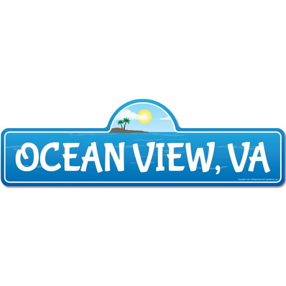 Ocean View VA Virginia Beach Street Sign | Indoor/Outdoor | Surfer Ocean Lover Décor For Beach House Garages Living Rooms Bedroom | Signmission Personalized Gift
