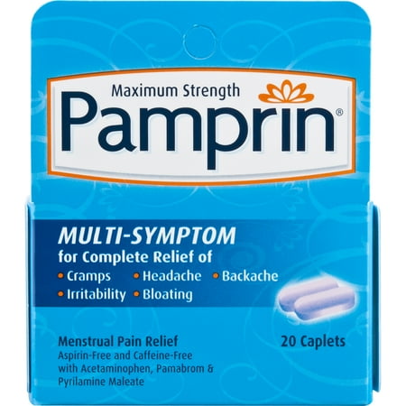 - Pamprin Maximum Strength Multi-Symptom Menstrual Pain Relief Caplets 20 ct