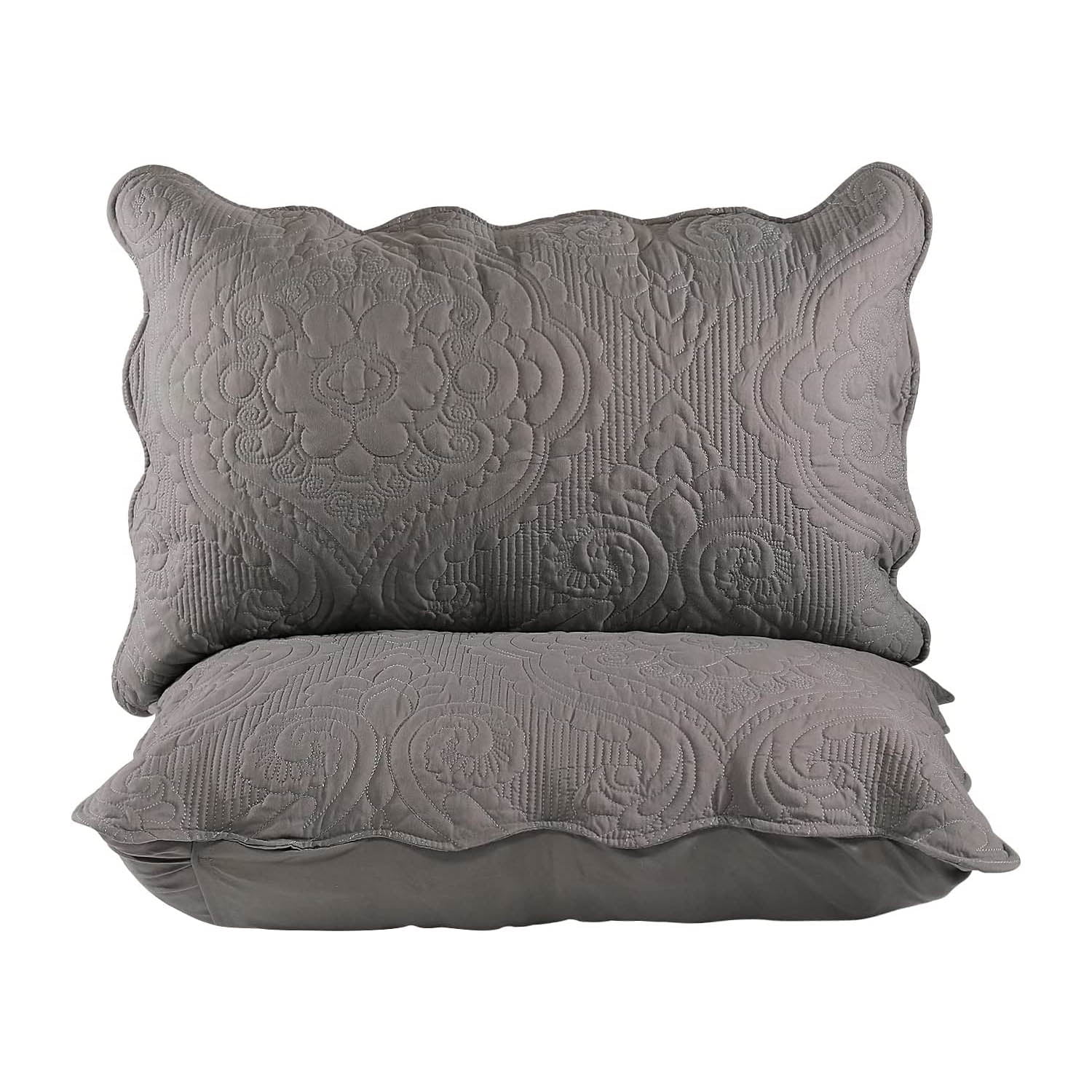 Quilted Pillow Shams Set of 2, Decorative Microfiber Standard Size Bed Pillow Shams, Soft