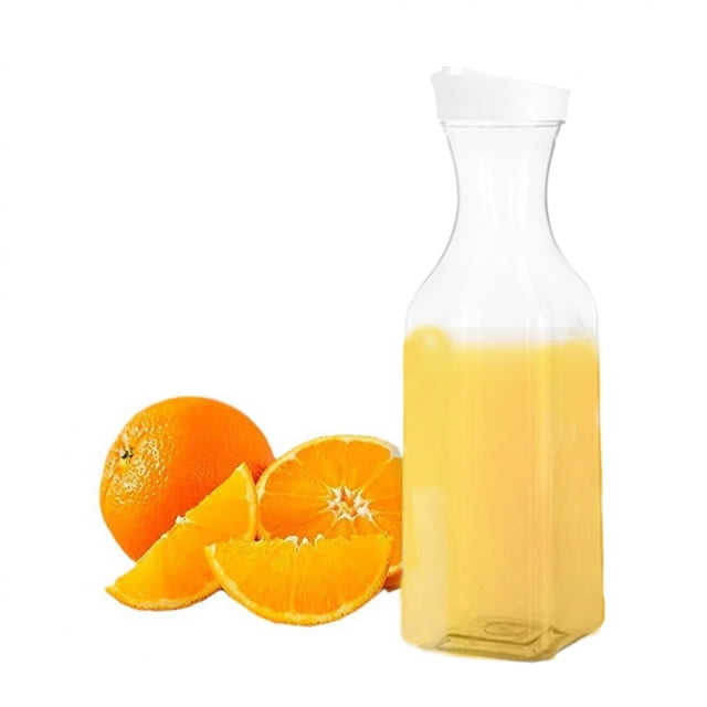 TACILIP Plastic Water Carafe with Flip Top Lid Square Base Juices Containers Clear Plastic Pitcher for Water Iced Tea Juices Beverage Cold Brew and Bar Organizer, Gifts for Her