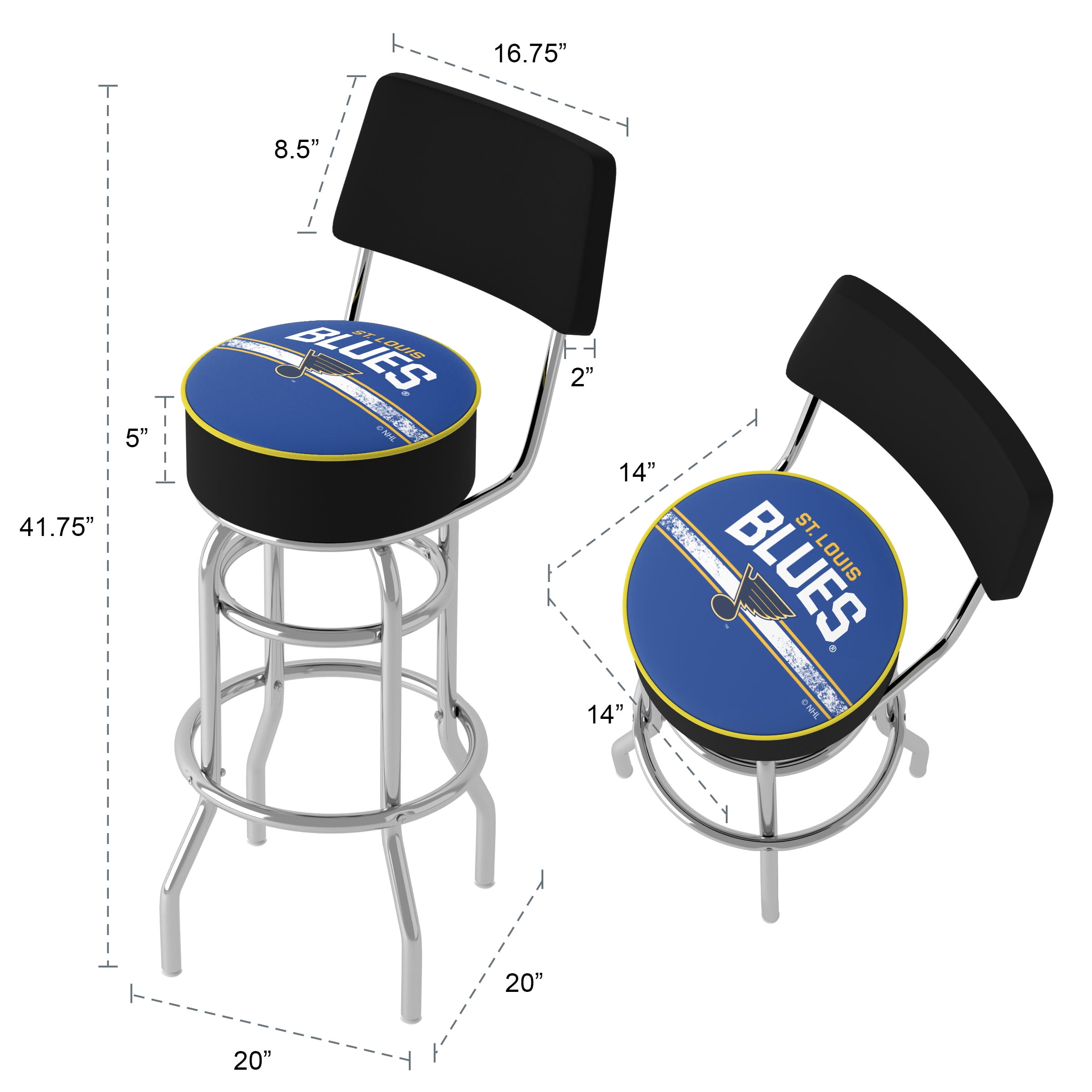 Trademark Gameroom St. Louis Blues Logo Bar Stool with Back Rest