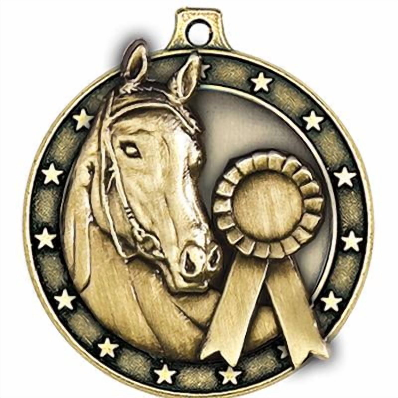 Horse Medals, 2" Gold Diecast Horse Medal Award 100 Pack