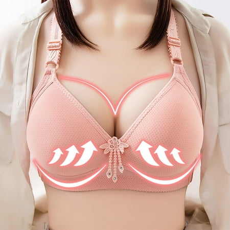 

MRULIC lingerie for women Women s Bra Wire Free Underwear One-Piece Bra Everyday Underwear Hotpink + 42