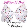 thumbnail image 4 of Rhinestone Large 8 Inch Bow, Big Bows For Girls, Jumbo Hair Bow Gift, White Hair Bow, Cheer Bows, Hair Bow Accessories (White/Rhinestone), 4 of 5