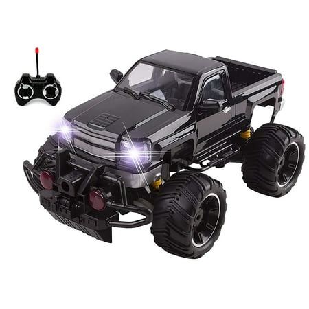Big Wheel Beast RC Monster Truck Remote Control Doors Opening Car Light Up With LED Headlights Ready to Run INCLUDES RECHARGEABLE BATTERY 1:14 Size Off-Road Pick Up Buggy Toy (Best Glaze For Black Car)