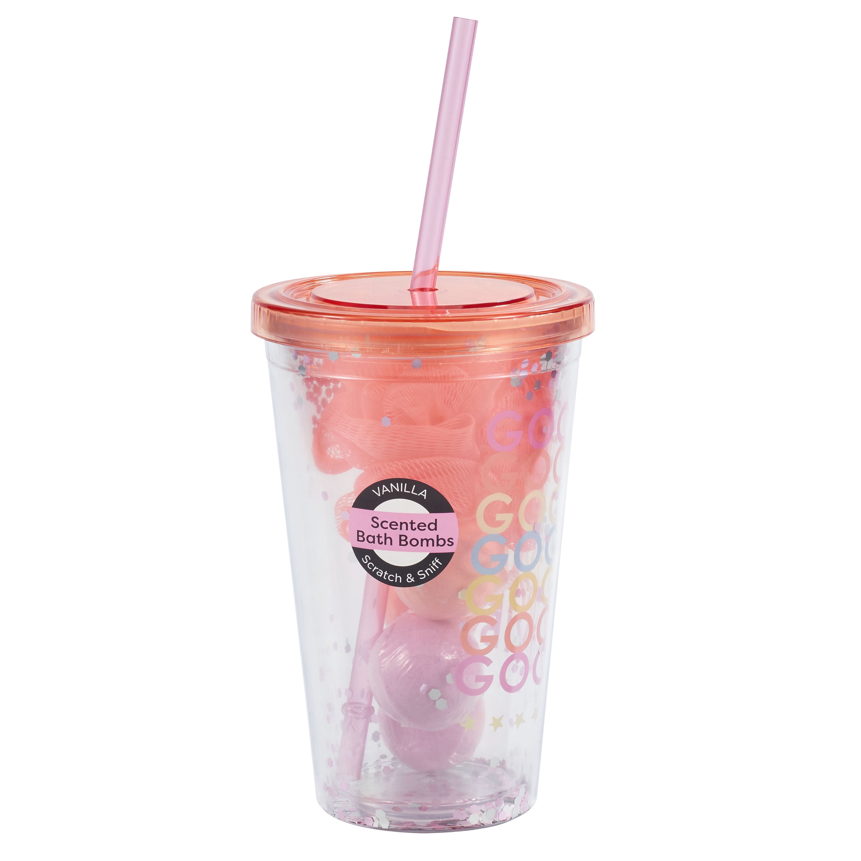 U Style Insulated Tumbler with Scented Bath Bombs and Loofah, Good Vibes