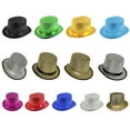 thumbnail image 4 of Modern Fedora Top Hat Victorian Age Blingbling Short Brim Top Hat Flickering Glitter Magician Hat for Holiday Stage, 4 of 8