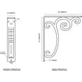thumbnail image 2 of Ekena Millwork 2"W x 10"D x 12"H Avery Wrought Iron Bracket, (Triple center brace) (4-Pack), 2 of 5