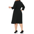 thumbnail image 3 of Agnes Orinda Women's Plus Size Dresses Crew Neck 3/4 Sleeve Vintage Work Cocktail Bodycon Pencil Dress 4X Black, 3 of 6