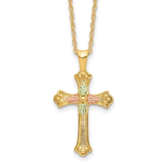 10k w/12K Accents Black Hills Gold Cross 18IN Necklace