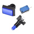 thumbnail image 3 of Botón de empuje de juego 49x33 rectángulo 12V interruptor de botón iluminado LED con microinterruptor para arcade de video azul 1 pieza, 3 of 5